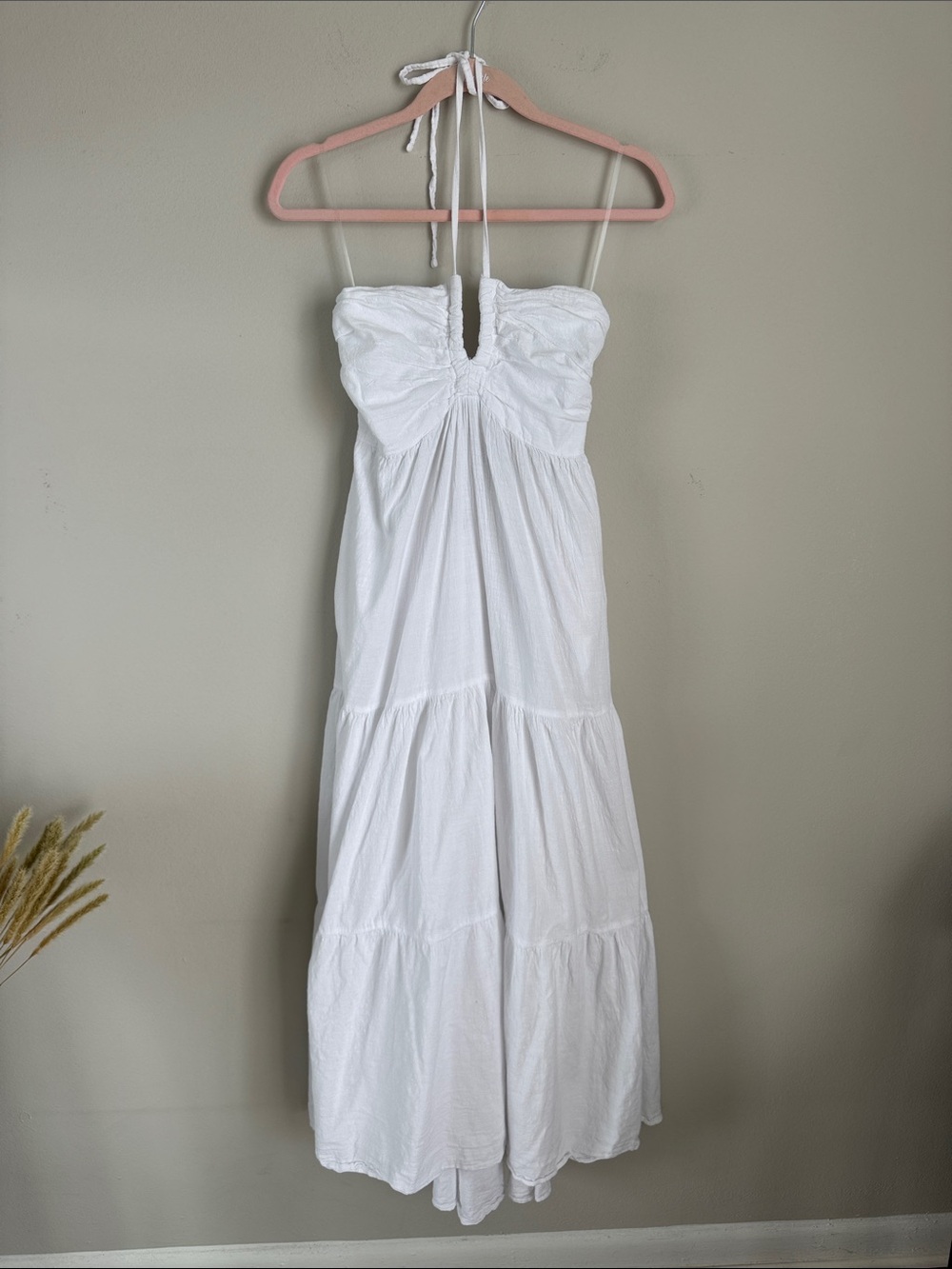 Blanco by Nature White Halter Maxi Dress Size L Back Boho Resort Beach - Picture 2 of 9